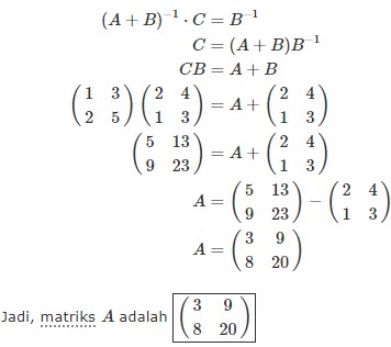 20 Soal Matriks Determinan Dan Invers Pilihan Ganda Pembahasan