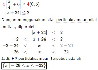 20 Soal Pertidaksamaan Nilai Mutlak Pilihan Ganda Kunci Jawaban