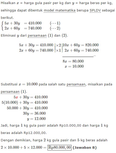 Contoh Soal Persamaan Linear Dua Variabel Dan Jawabannya